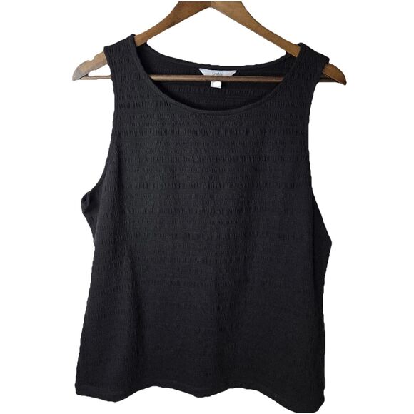NWT Croft & Barrow Black Sleeveless Textured Blouse XL - Picture 1 of 7